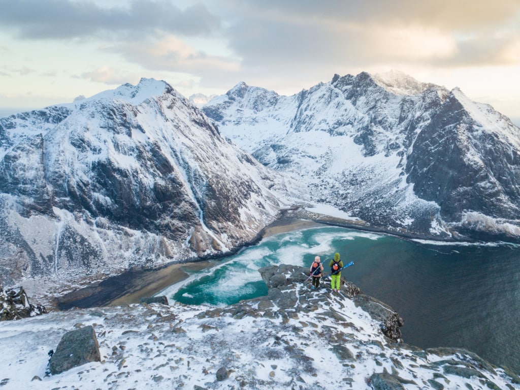 Overlooking Kvalvika beach from the summit of Ryten