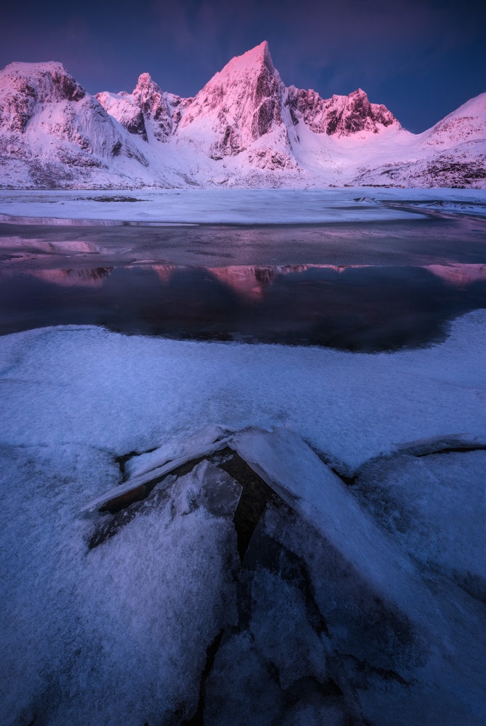 Ice cold beach in the Lofoten islands